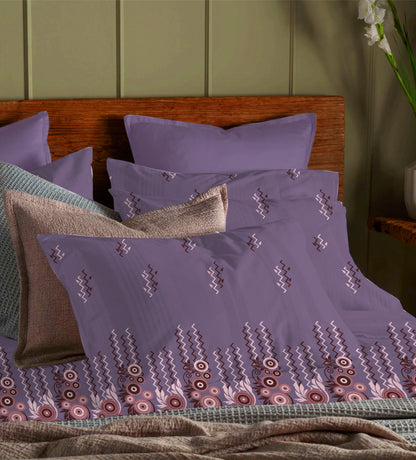 Lavendar Classic – Printed Stripe Queen Bedsheet Set