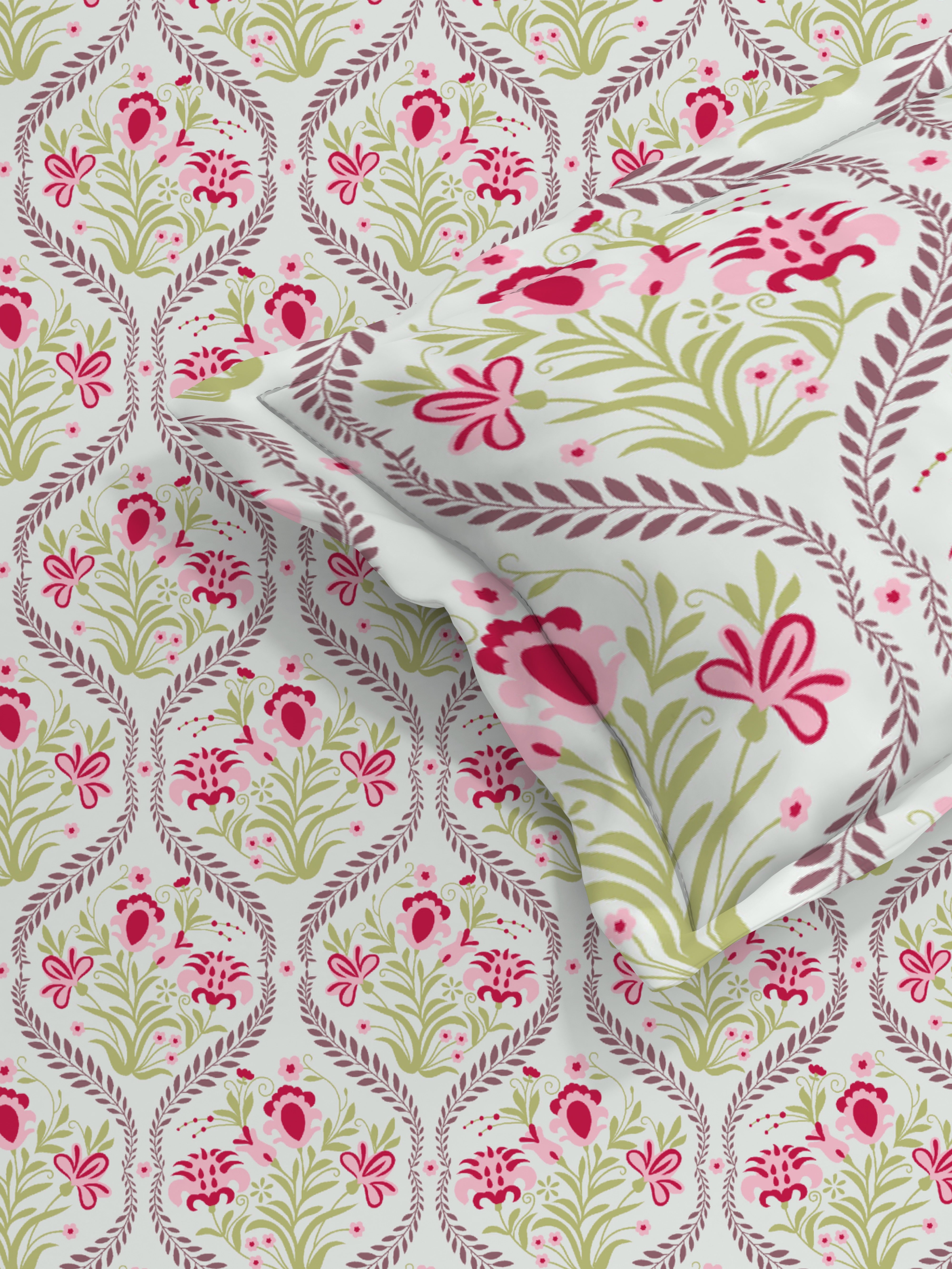 Floral King Size Bedsheet with 2 Pillow Covers