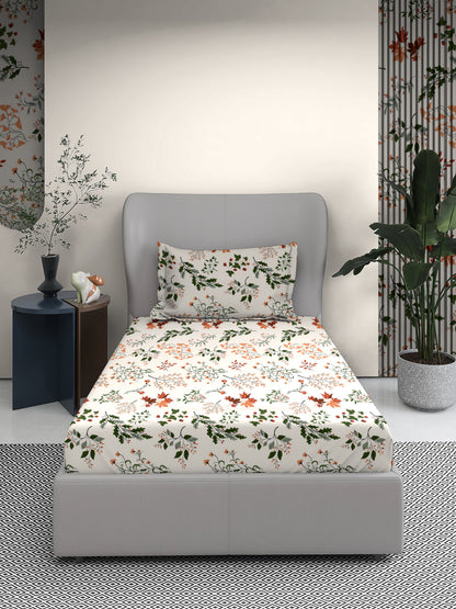 Printed Cotton Single Bed Sheet with Matching Pillow Cover