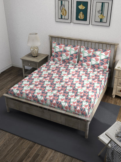 Multicolour Valentine Queen Bedsheet Set