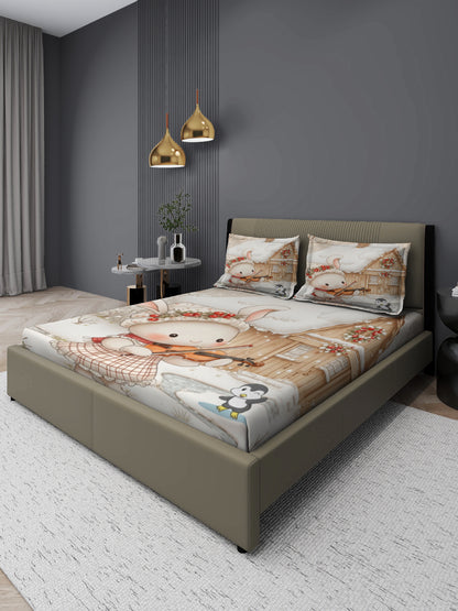 Rabit Fairy Tale King Size Bedsheet with 2 Pillow Covers