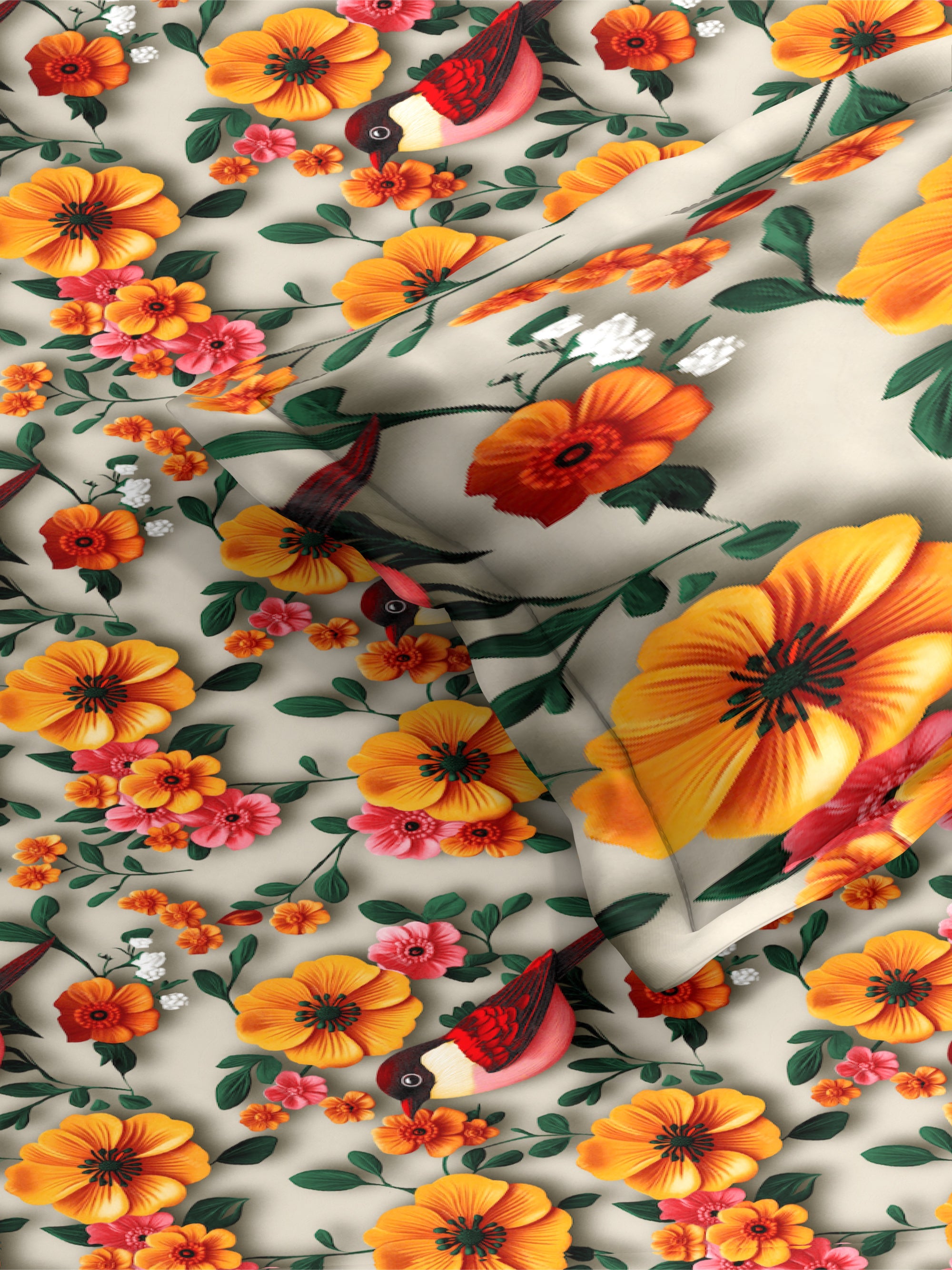 Ivory Bloom Regal Stripes – 7D Double Bedsheet Set