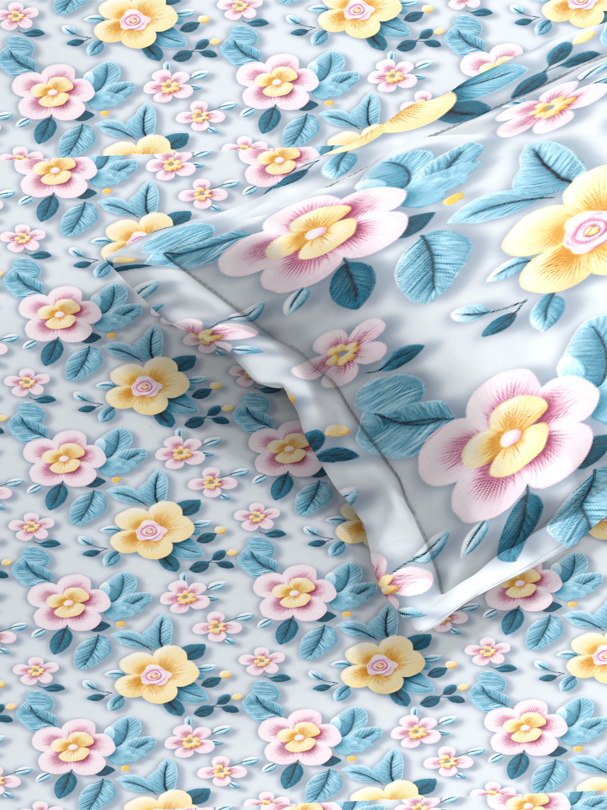 7D Mint Whisper Elegant Maze Bedsheet Set