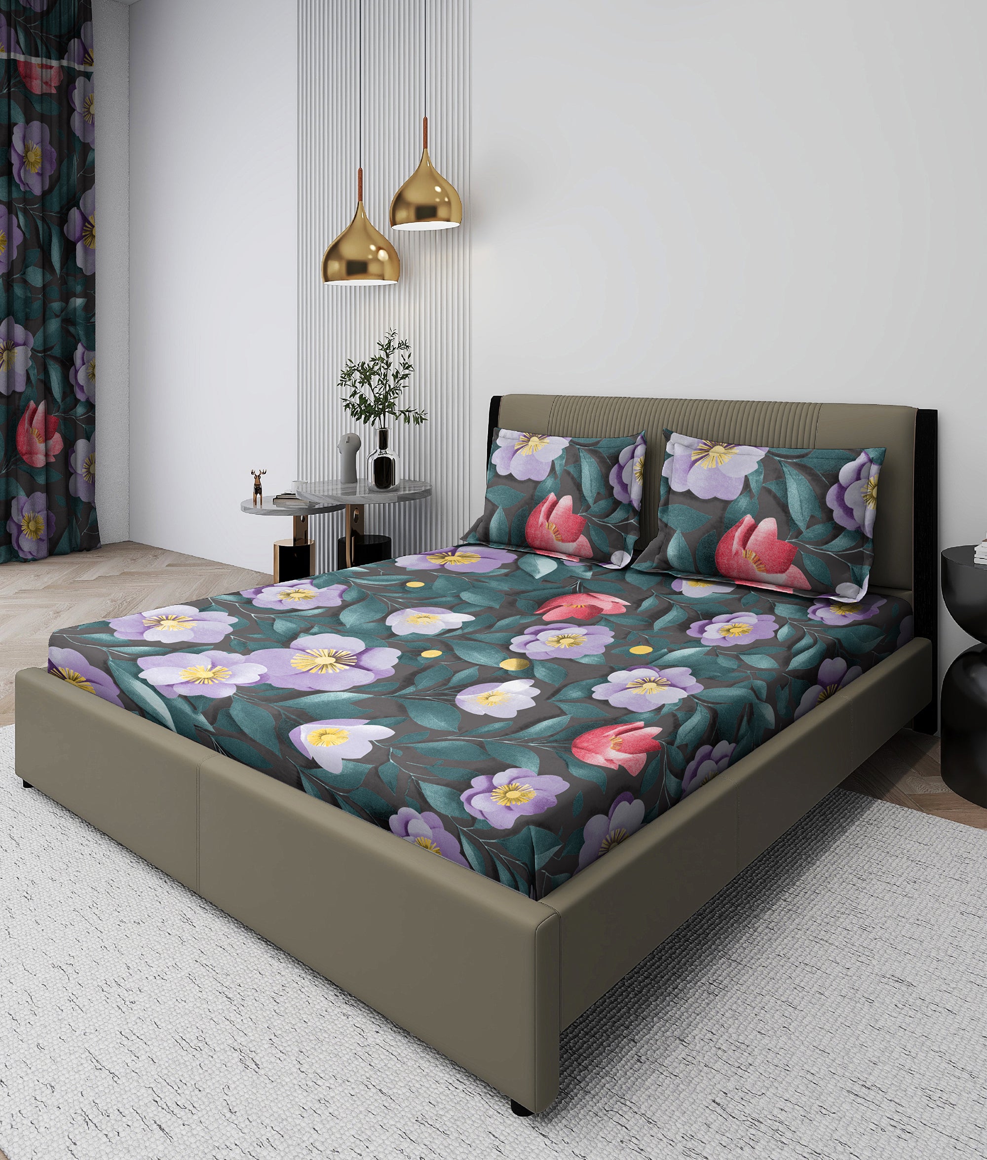 Emerald 7D Floral Bedsheet Set