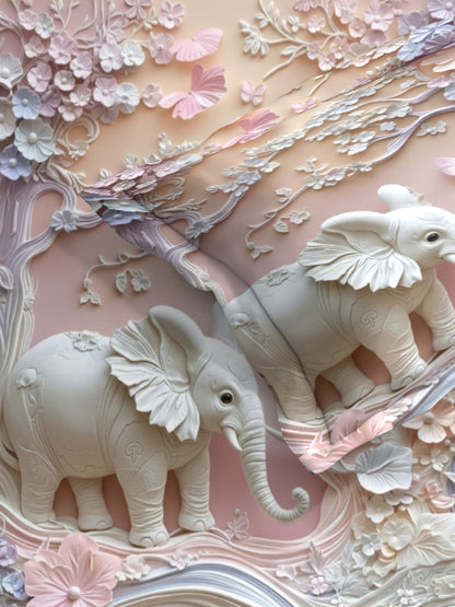 Elephant Fairy Tale King Size Bedsheet with 2 Pillow Covers