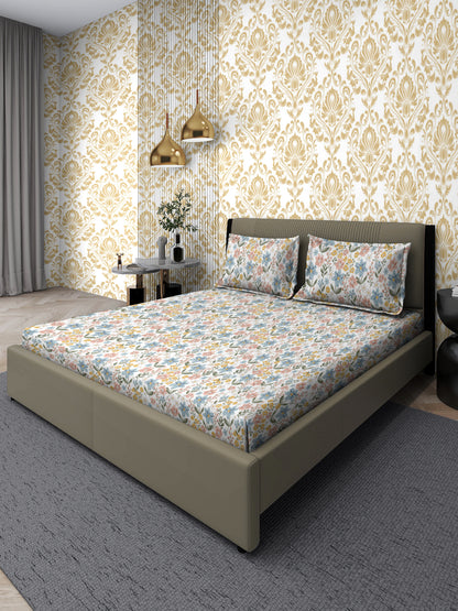 Ivory Bloom Floral Queen Bedsheet Set