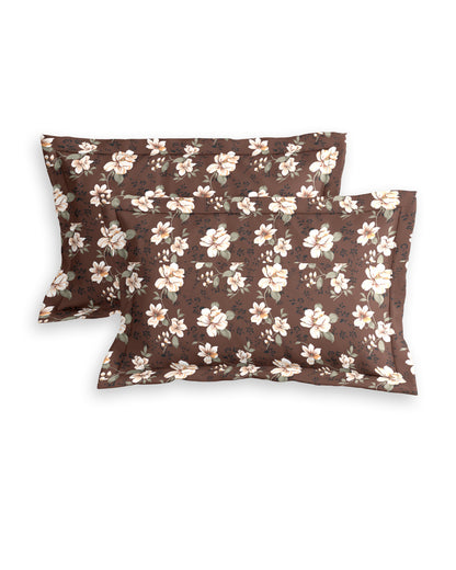 Floral Brown Queen Bedsheet Set