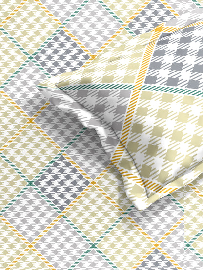 Geometrical Cotton Single Bed Sheet with Matching Pillow Cover