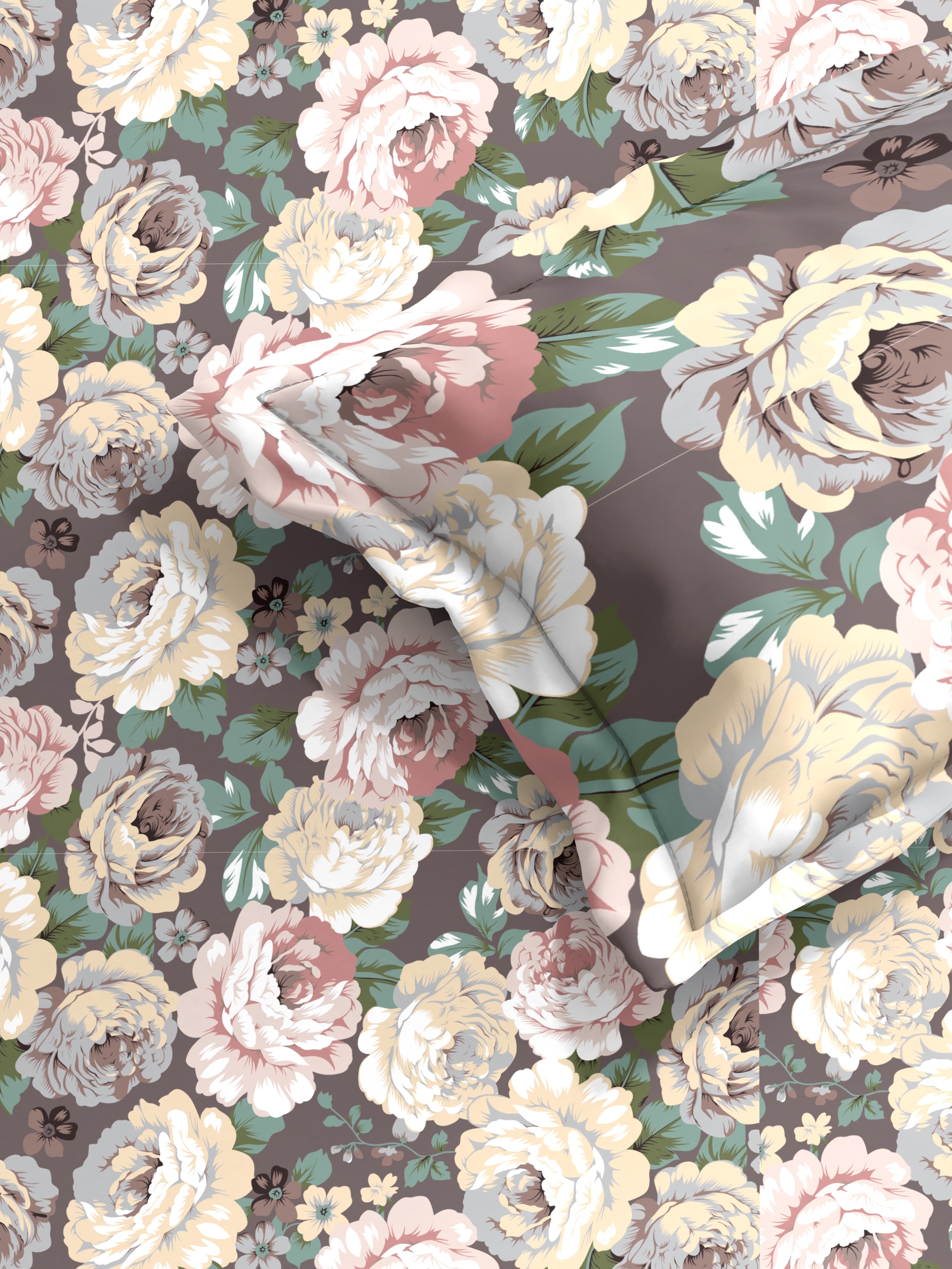 Floral Cotton Single Bed Sheet with Matching Pillow Cover