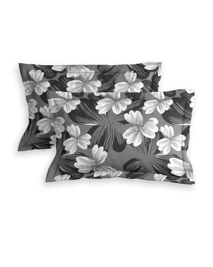 Grey Floral Valentine Queen Bedsheet Set