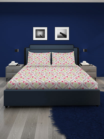 Floral King Size Bedsheet with 2 Pillow Covers