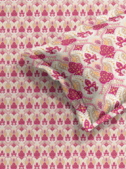 Paisley Cotton Single Bed Sheet with Matching Pillow Cover