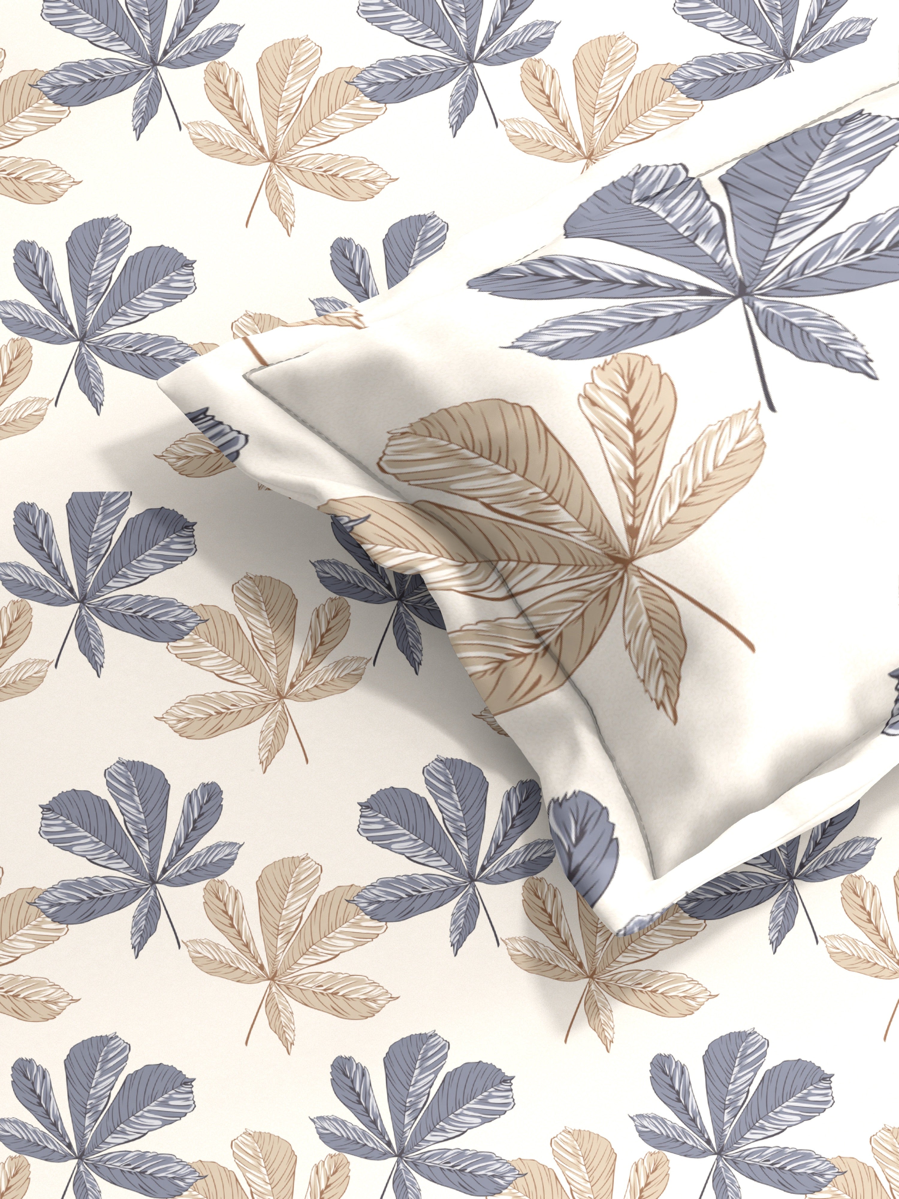 Botanical Print Cotton Single Bed Sheet with Matching Pillow Cover