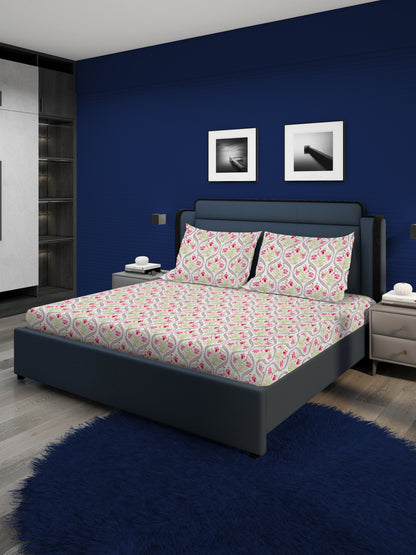 Floral King Size Bedsheet with 2 Pillow Covers